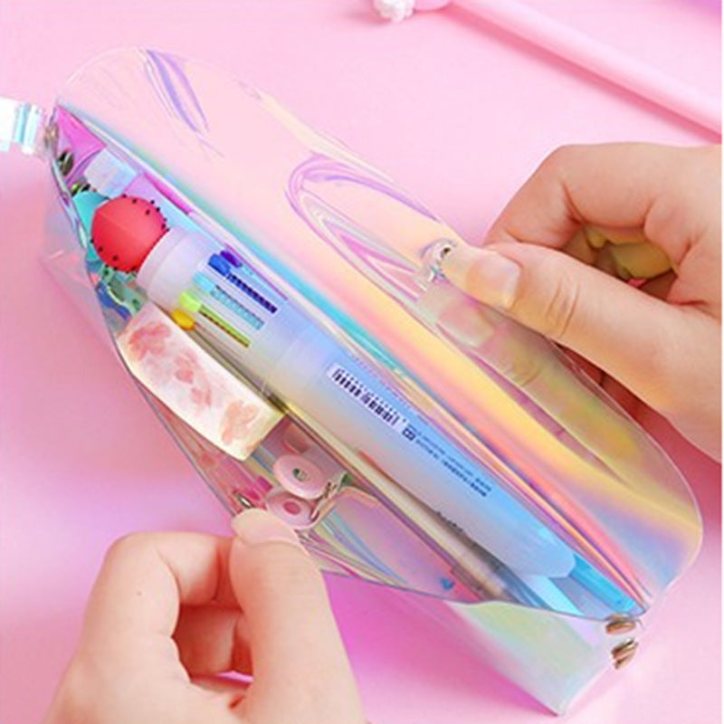 Wholesale Leather Transparent Laser Pencil Case